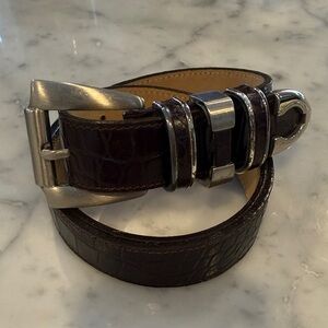 Streets Ahead Brown Leather Belt with Silver Buckle Large